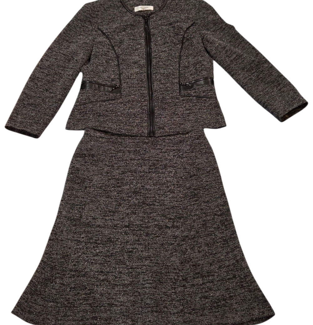 Jones Studio Women's Gray Tweed 2 Pc A-Line Skirt Set Size 10